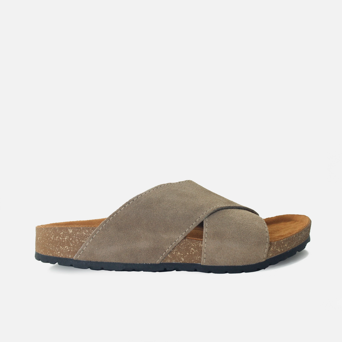Sandalia plana nova de cuero para hombre - Taupe