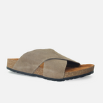 Sandalia plana nova de cuero para hombre - Taupe