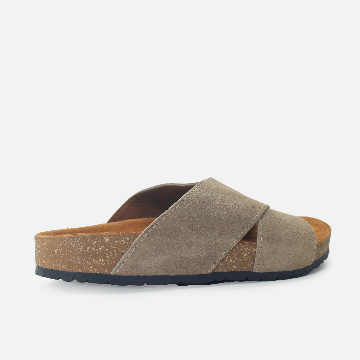 Sandalia plana nova de cuero para hombre - Taupe