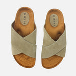 Sandalia plana nova de cuero para hombre - Taupe