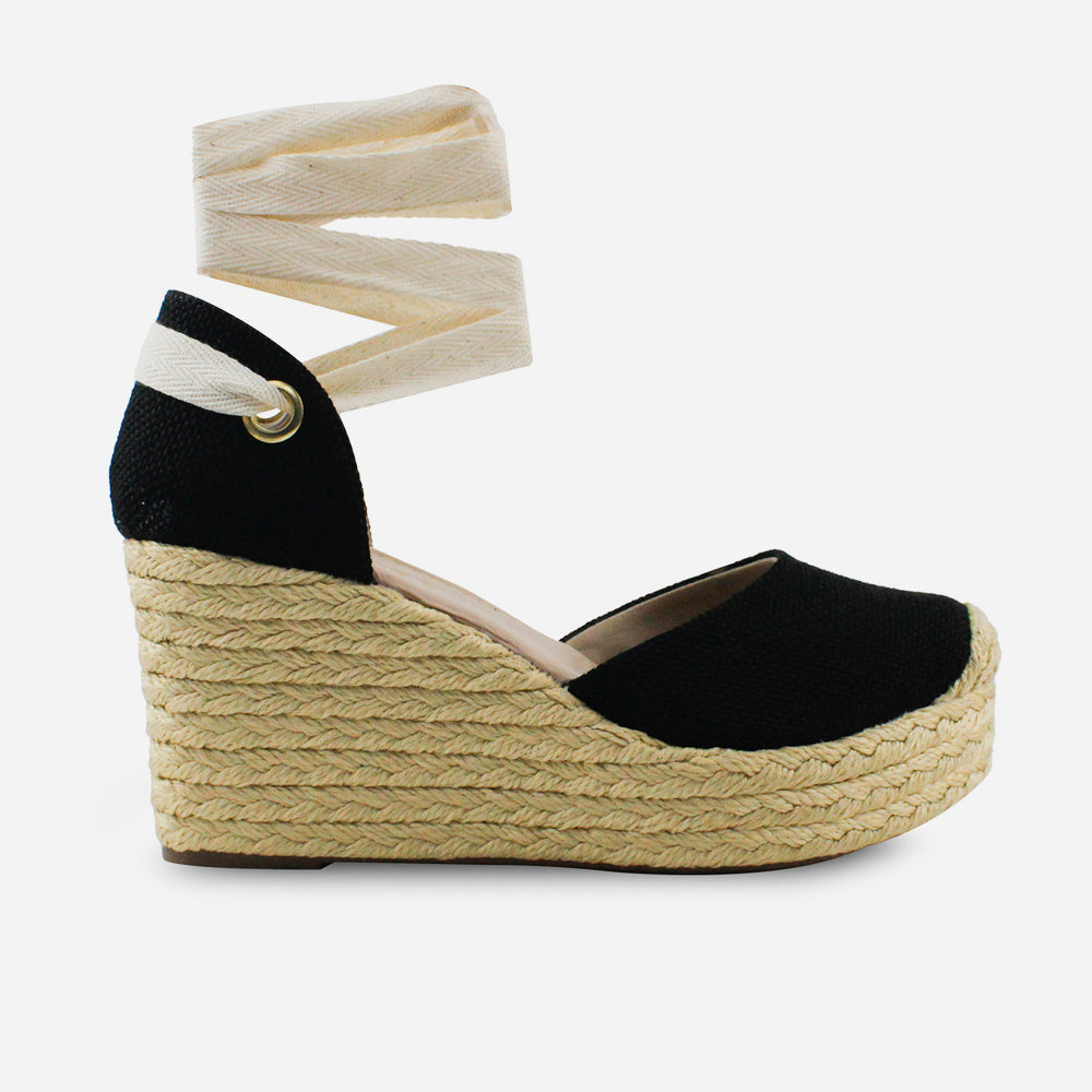 Sandalia espadrilla taima de textil para mujer - Negro