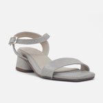 Sandalia tacon soleil de cuero para mujer - Gris