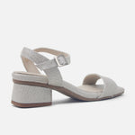 Sandalia tacon soleil de cuero para mujer - Gris