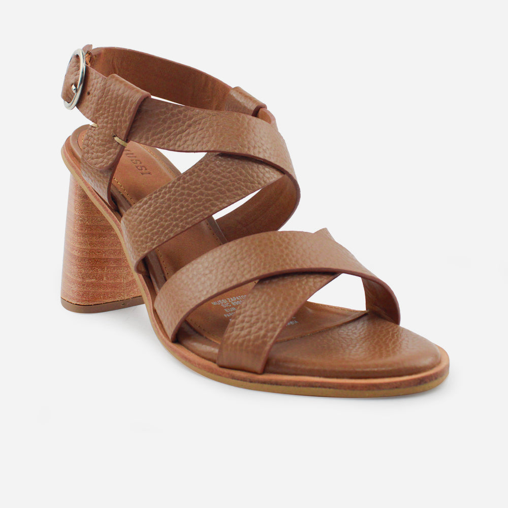 Sandalia tacon oilimpia de cuero para mujer - Almendra