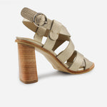 Sandalia tacon oilimpia de cuero para mujer - Champaña