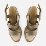 Sandalia tacon oilimpia de cuero para mujer - Champaña