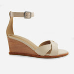 Sandalia plataforma saphera de cuero para mujer - Beige