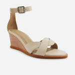 Sandalia plataforma saphera de cuero para mujer - Beige