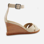 Sandalia plataforma saphera de cuero para mujer - Beige