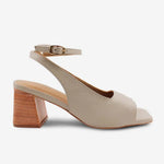 Sandalia tacon jasmine de cuero para mujer - Beige