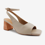 Sandalia tacon jasmine de cuero para mujer - Beige