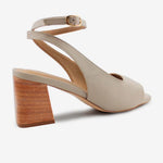 Sandalia tacon jasmine de cuero para mujer - Beige