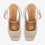 Sandalia tacon jasmine de cuero para mujer - Beige