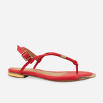 Sandalia plana leandra de sintético para mujer - Rojo