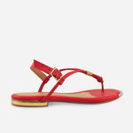 Sandalia plana leandra de sintético para mujer - Rojo