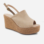 Sandalia plataforma lita de sintético para mujer - Beige