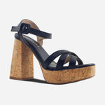 Sandalia tacon plataforma isla de sintético para mujer - Negro