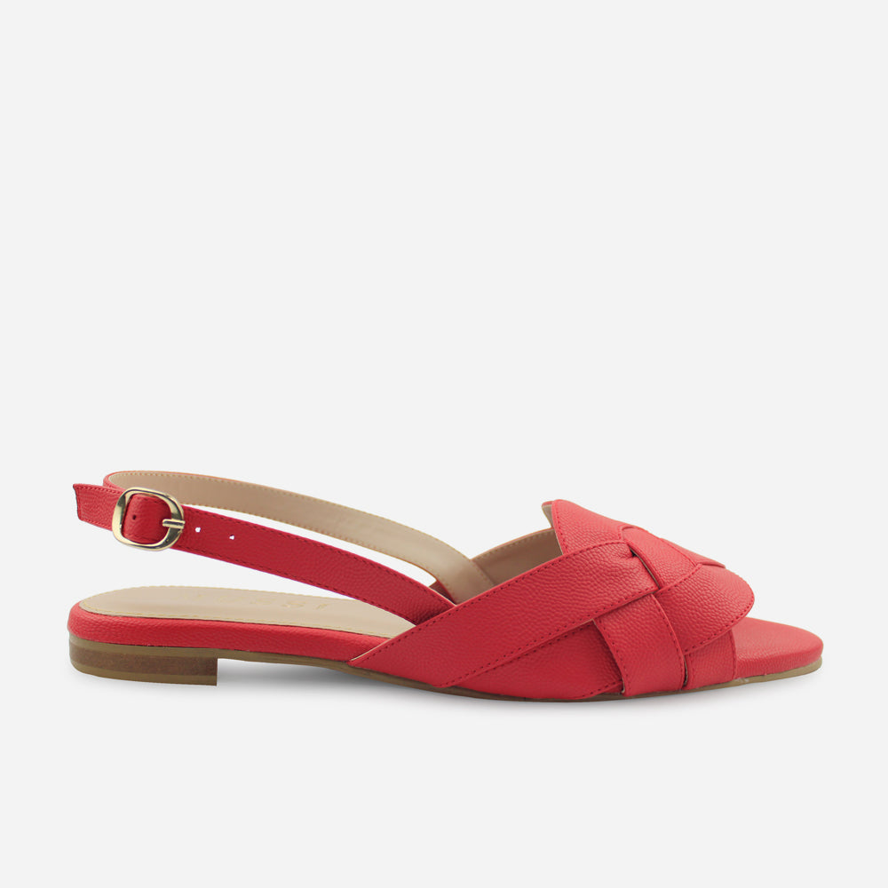 Sandalia plana cordelia de sintético para mujer - Rojo