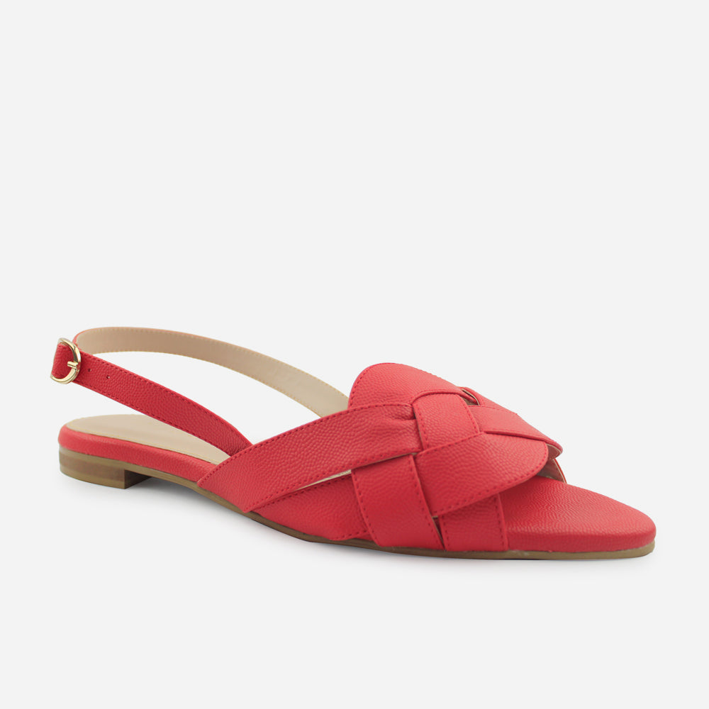 Sandalia plana cordelia de sintético para mujer - Rojo