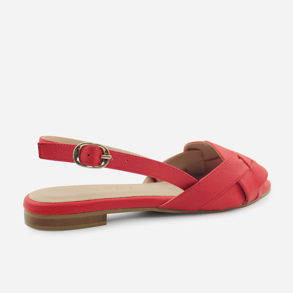 Sandalia plana cordelia de sintético para mujer - Rojo