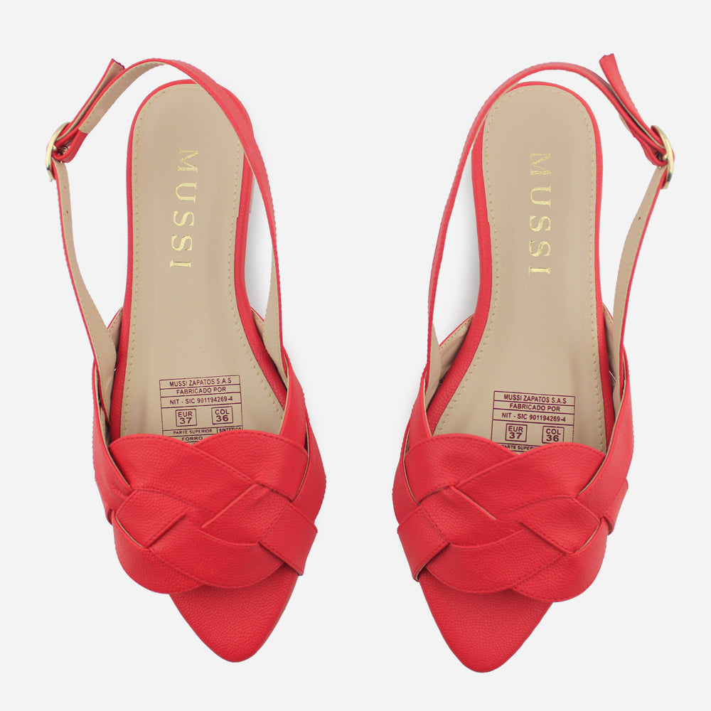 Sandalia plana cordelia de sintético para mujer - Rojo