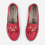 Mocasin plataforma primavera de cuero para mujer - Rojo