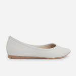 Baleta plana barbados de cuero para mujer - Gris