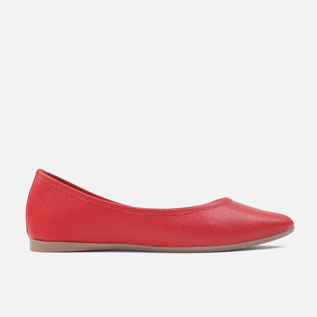 Baleta plana barbados de cuero para mujer - Rojo