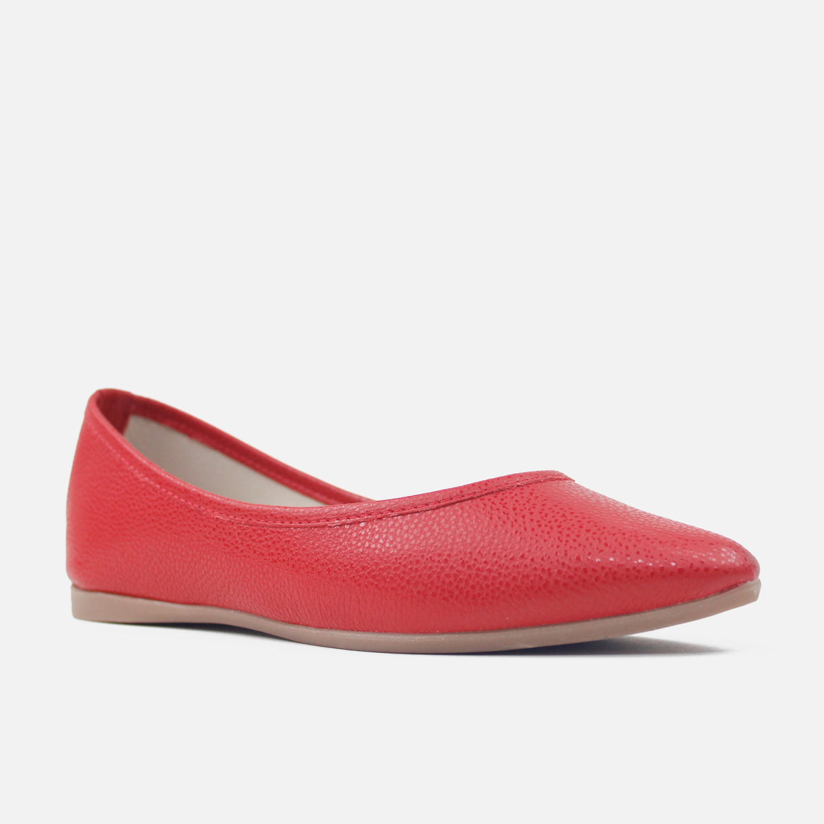 Baleta plana barbados de cuero para mujer - Rojo