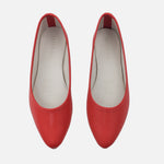 Baleta plana barbados de cuero para mujer - Rojo