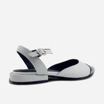 Baleta destalonada lisa de cuero para mujer - Gris