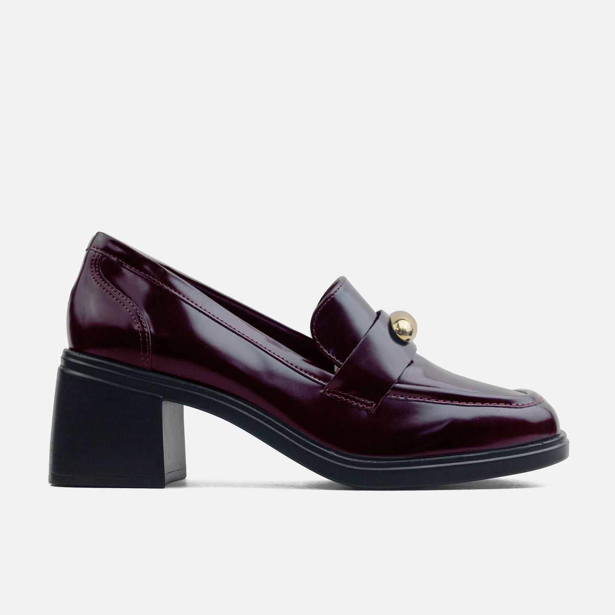 Mocasin tacon amelie de textil para mujer - Vino