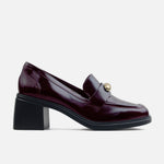 Mocasin tacon amelie de textil para mujer - Vino