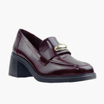 Mocasin tacon amelie de textil para mujer - Vino
