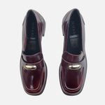 Mocasin tacon amelie de textil para mujer - Vino