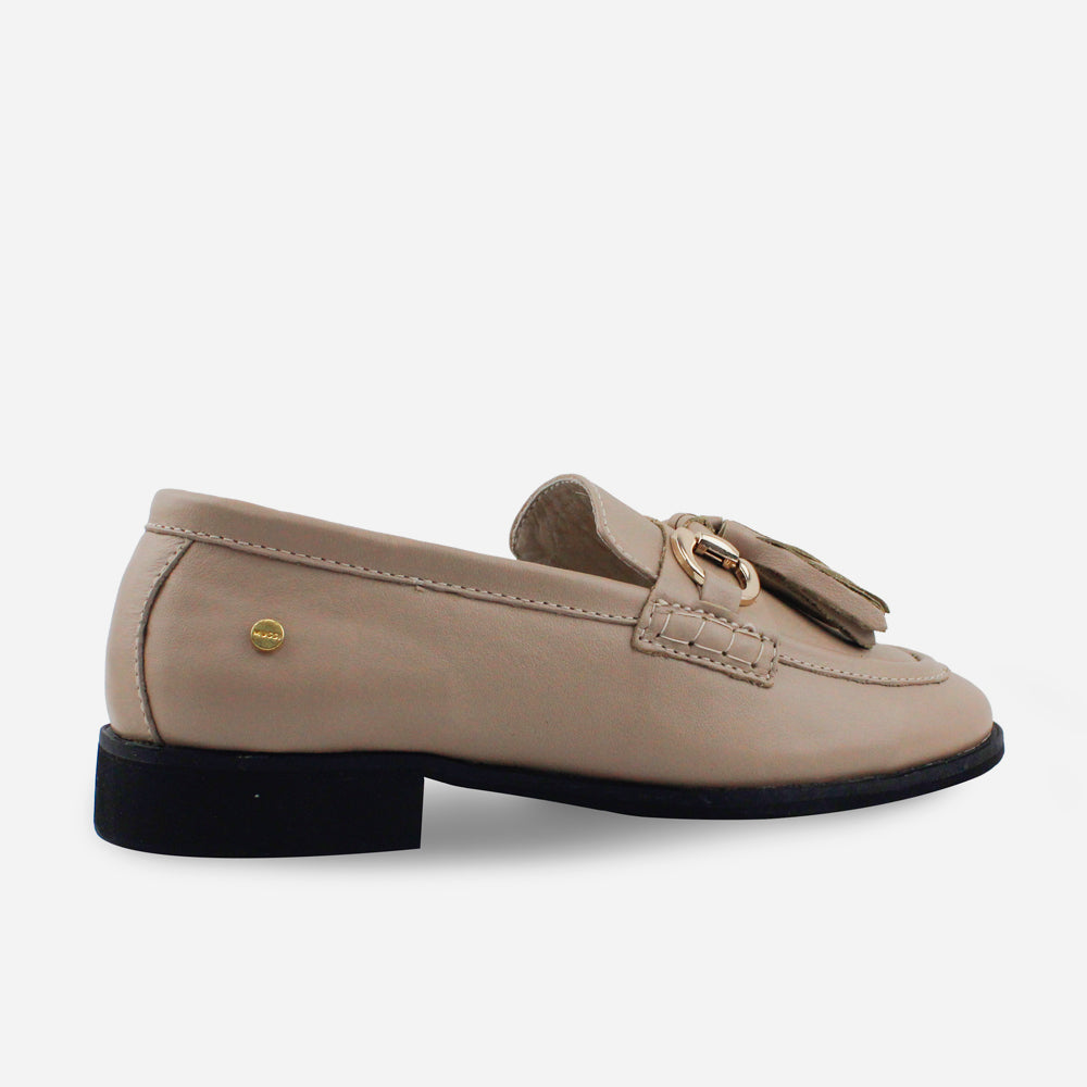 Mocasin plano gardenia de cuero para mujer - Taupe