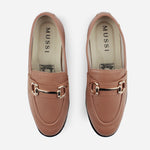 Mocasin plano lotus de cuero para mujer - Miel