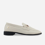 Mocasin plano lotus de cuero para mujer - Hueso