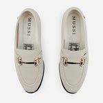 Mocasin plano lotus de cuero para mujer - Hueso