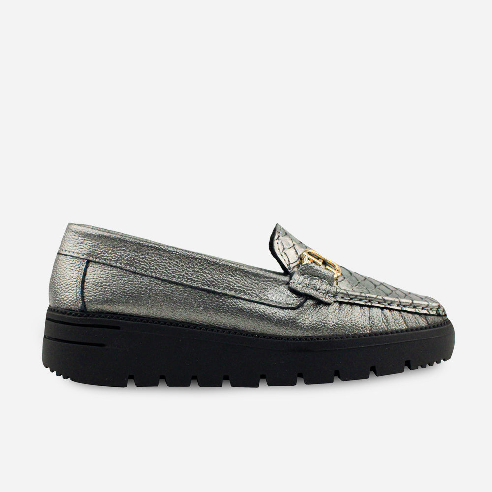 Mocasin plataforma florencia de cuero para mujer - Fusil