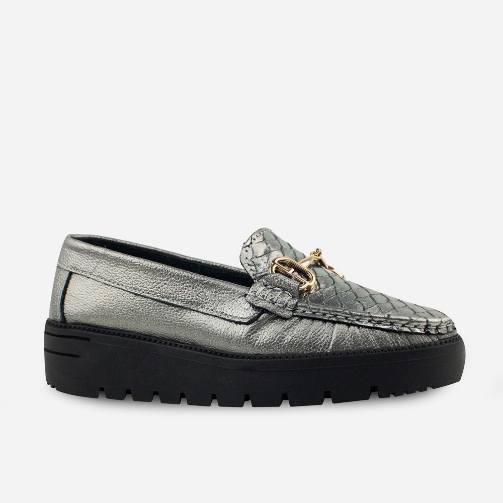 Mocasin plataforma florencia de cuero para mujer - Fusil