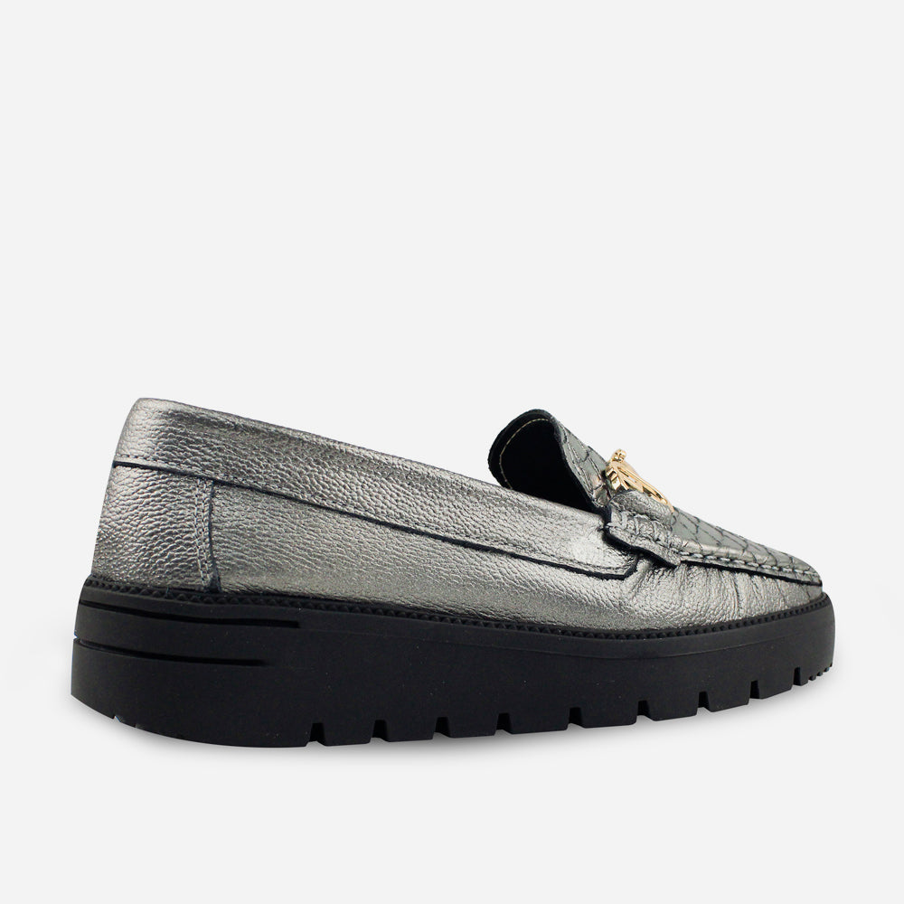 Mocasin plataforma florencia de cuero para mujer - Fusil