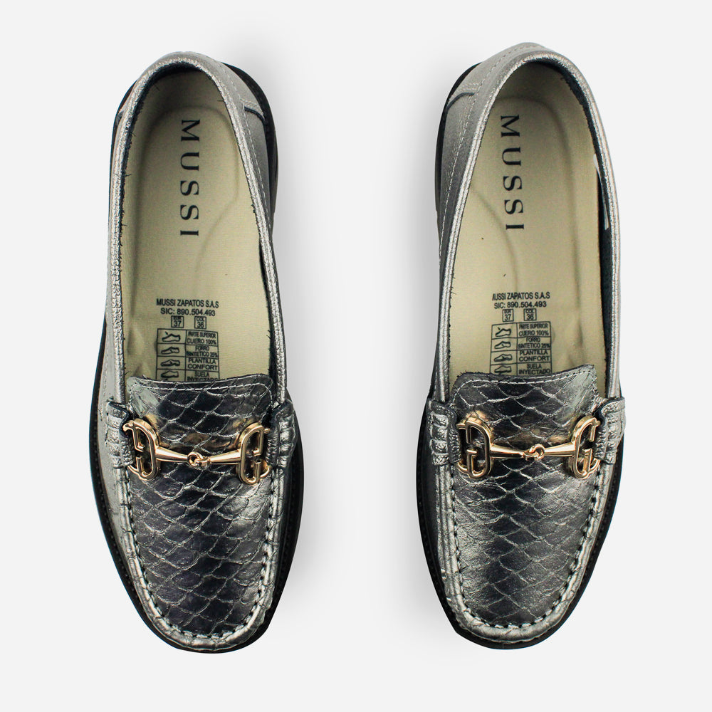 Mocasin plataforma florencia de cuero para mujer - Fusil
