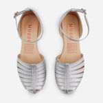 Baleta plana dulce de cuero para mujer - Plata