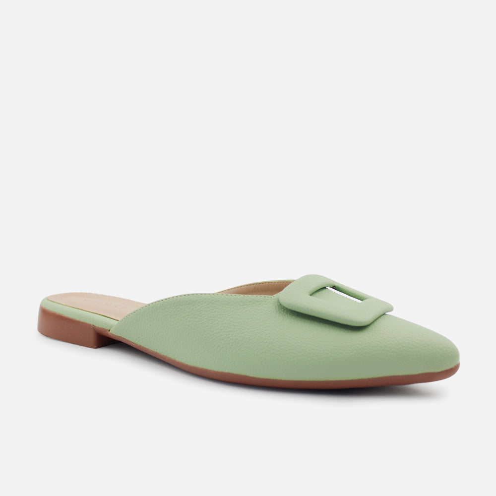 Zueco plano lina de sintético para mujer - Menta