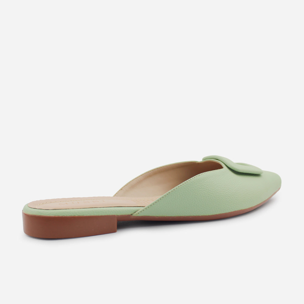 Zueco plano lina de sintético para mujer - Menta