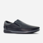 Mocasin plano marcus de cuero para hombre - Negro