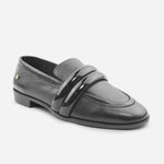 Mocasin plano astrid de cuero para mujer - Negro