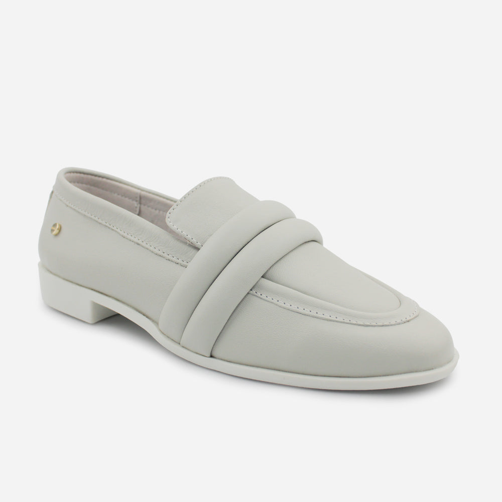 Mocasin plano astrid de cuero para mujer - Gris