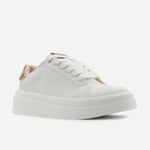 Tenis con plataforma sabrina de cuero para mujer - Hueso